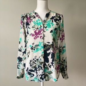 Floral Button-Front Blouse